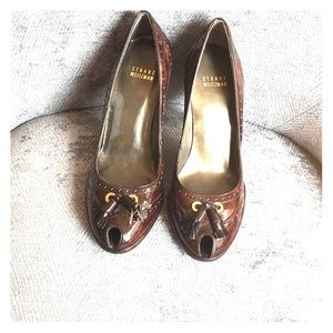 Stuart Weitzman Brown Peep Toe Heels